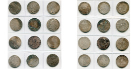 FRANCE, Royaume, Louis XV (1715-1774), lot de 12 écus au bandeau: 1764, Bayonne, Pau; 1765, Bayonne (2); 1767, Bayonne (2); 1768, Bordeaux, Bayonne; d...