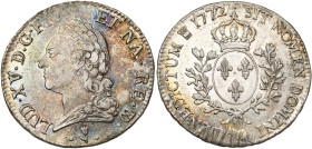 FRANCE, Royaume, Louis XV (1715-1774), AR écu de Béarn à la vieille tête, 1772, Pau. D/ T. l. à g. R/ Ecu de France couronné, entre deux rameaux d'oli...