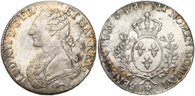 FRANCE, Royaume, Louis XVI (1774-1793), AR écu aux rameaux d'olivier, 1784 R, Orléans. D/ B. habillé à g., les cheveux noués par un ruban. R/ Ecu de F...