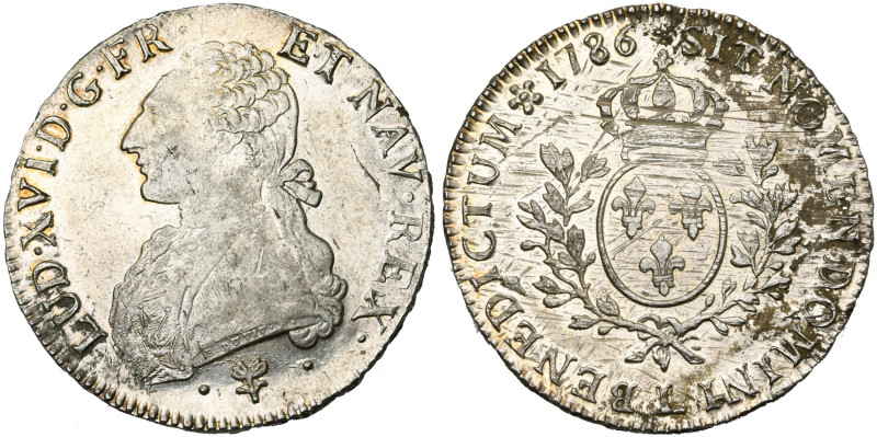 FRANCE, Royaume, Louis XVI (1774-1793), AR écu aux rameaux d'olivier, 1786 L, Ba...