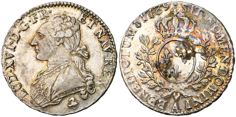 FRANCE, Royaume, Louis XVI (1774-1793), AR demi-écu aux rameaux d'olivier, 1789 ...