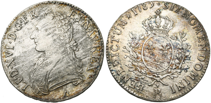 FRANCE, Royaume, Louis XVI (1774-1793), AR écu aux rameaux d'olivier, 1789 R, Or...