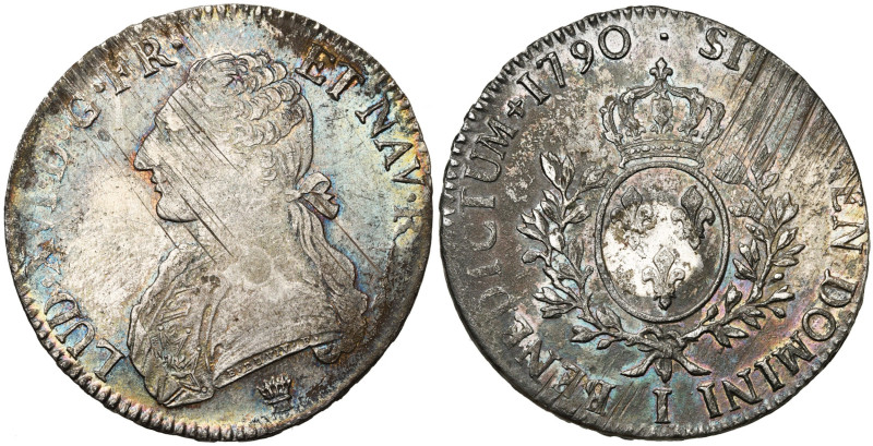 FRANCE, Royaume, Louis XVI (1774-1793), AR écu aux rameaux d'olivier, 1790 I, Li...