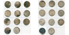 FRANCE, Royaume, Louis XVI (1774-1793), lot de 11 écus aux rameaux d'olivier: 1784, Paris, Limoges, Bordeaux; 1785, Limoges, Perpignan, Orléans (griff...