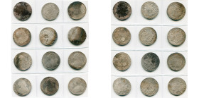 FRANCE, Royaume, Louis XVI (1774-1793), lot de 12 écus aux rameaux d'olivier: 1784, Paris, Limoges; 1785, Pau; 1786, Limoges, Perpignan; 1788, Limoges...