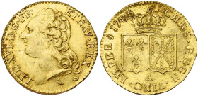 FRANCE, Royaume, Louis XVI (1774-1793), AV louis d'or à la tête nue, 1785 A, Paris. 1re année d'émission. Frappé à partir du 22 novembre 1785. D/ T. n...