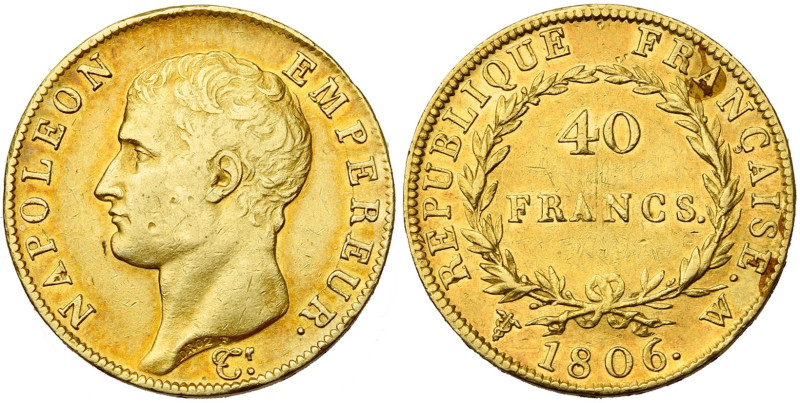 FRANCE, Napoléon Ier (1804-1814), AV 40 francs, 1806 W, Lille. 4336 p. frappées....