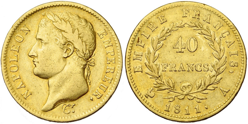 FRANCE, Napoléon Ier (1804-1814), AV 40 francs, 1811 A, Paris. Gad. 1084; Fr. 50...