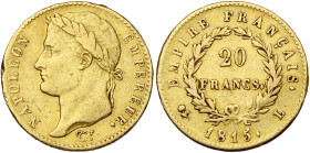 FRANCE, Napoléon Ier, période des Cent-Jours (1815), AV 20 francs, 1815 L, Bayonne. Gad. 1025a; Fr. 523. Coup sur la tranche.

Beau à Très Beau / Fi...