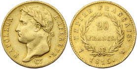 FRANCE, Napoléon Ier, période des Cent-Jours (1815), AV 20 francs, 1815 W, Lille. Gad. 1025a; Fr. 524. Rare.

Beau à Très Beau / Fine - Very Fine...