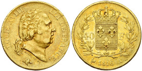 FRANCE, Louis XVIII, seconde restauration (1815-1824), AV 40 francs, 1816 A, Paris. Gad. 1092; Fr. 532. Belle couleur.

Très Beau à Superbe / Very F...