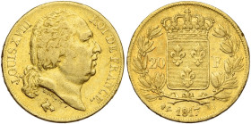 FRANCE, Louis XVIII, seconde restauration (1815-1824), AV 20 francs, 1817 L, Bayonne. Gad. 1028; Fr. 541. Petits coups sur la tranche.

Très Beau / ...