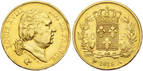 FRANCE, Louis XVIII, seconde restauration (1815-1824), AV 40 francs, 1818 A, Paris. Gad. 1092; Fr. 532. Léger coup sur la tranche.

Très Beau / Very...