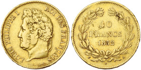 FRANCE, Louis-Philippe (1830-1848), AV 40 francs, 1832 A, Paris. Gad. 1106; Fr. 557. Nettoyé.

Très Beau / Very Fine