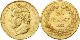 FRANCE, Louis-Philippe (1830-1848), AV 20 francs, 1833 W, Lille. Gad. 1031; Fr. 562. Rare.

Très Beau à Superbe / Very Fine - Extremely Fine