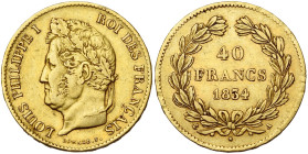 FRANCE, Louis-Philippe (1830-1848), AV 40 francs, 1834 A, Paris. Gad. 1106; Fr. 557.

Très Beau / Very Fine