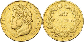 FRANCE, Louis-Philippe (1830-1848), AV 20 francs, 1834 B, Rouen. Gad. 1031; Fr. 564.

Très Beau / Very Fine