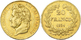FRANCE, Louis-Philippe (1830-1848), AV 20 francs, 1834 L, Bayonne. Gad. 1031; Fr. 561. Rare.

Très Beau à Superbe / Very Fine - Extremely Fine