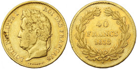 FRANCE, Louis-Philippe (1830-1848), AV 40 francs, 1838 A, Paris. Gad. 1106; Fr. 557.

Très Beau / Very Fine