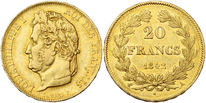 FRANCE, Louis-Philippe (1830-1848), AV 20 francs, 1842 A, Paris. Gad. 1031; Fr. ...