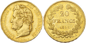 FRANCE, Louis-Philippe (1830-1848), AV 20 francs, 1842 A, Paris. Gad. 1031; Fr. 560. Avec brillant de frappe.

Très Beau à Superbe / Very Fine - Ext...