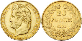 FRANCE, Louis-Philippe (1830-1848), AV 20 francs, 1842 W, Lille. Gad. 1031; Fr. 562.

Très Beau / Very Fine
