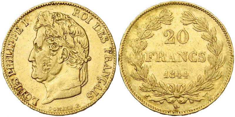 FRANCE, Louis-Philippe (1830-1848), AV 20 francs, 1844 W, Lille. Gad. 1031; Fr. ...