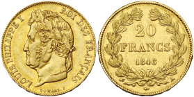 FRANCE, Louis-Philippe (1830-1848), AV 20 francs, 1846 A, Paris. Gad. 1031; Fr. 560. Fines griffes.

Très Beau à Superbe / Very Fine - Extremely Fin...