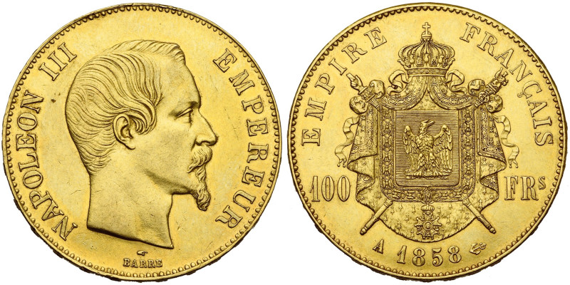 FRANCE, Napoléon III (1852-1870), AV 100 francs, 1858 A, Paris. Gad. 1135; Fr. 5...