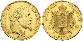 FRANCE, Napoléon III (1852-1870), AV 50 francs, 1862 A, Paris. Tête laurée. Gad. 1112; Fr. 582. Nettoyé. Petits coups.

Très Beau / Very Fine