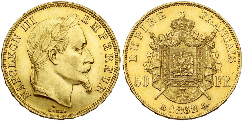 FRANCE, Napoléon III (1852-1870), AV 50 francs, 1862 BB, Strasbourg. Gad. 1112; ...