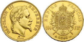 FRANCE, Napoléon III (1852-1870), AV 100 francs, 1864 A, Paris. 5536 p. frappées. Gad. 1136; Fr. 580. Petits coups.

Très Beau à Superbe / Very Fine...