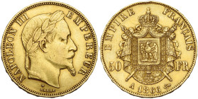 FRANCE, Napoléon III (1852-1870), AV 50 francs, 1866 A, Paris. Gad. 1112; Fr. 582.

presque Très Beau / about Very Fine