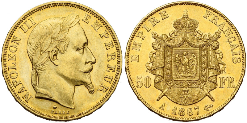 FRANCE, Napoléon III (1852-1870), AV 50 francs, 1867 A, Paris. Gad. 1112; Fr. 58...