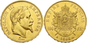 FRANCE, Napoléon III (1852-1870), AV 100 francs, 1868 A, Paris. 2315 p. frappées. Gad. 1136; Fr. 580. Petits coups.

Très Beau à Superbe / Very Fine...