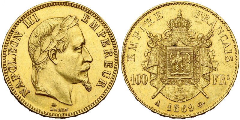 FRANCE, Napoléon III (1852-1870), AV 100 francs, 1869 A, Paris. Gad. 1136; Fr. 5...