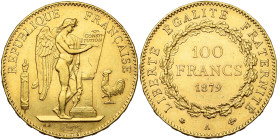 FRANCE, Troisième République (1871-1940), AV 100 francs, 1879 A, Paris. Gad. 1137; Fr. 590. Coups sur la tranche.

Très Beau à Superbe / Very Fine -...