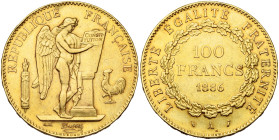 FRANCE, Troisième République (1871-1940), AV 100 francs, 1886 A, Paris. Gad. 1137; Fr. 590. Coups sur la tranche.

Très Beau / Very Fine