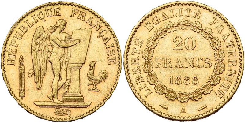 FRANCE, Troisième République (1871-1940), AV 20 francs, 1888 A, Paris. Gad. 1063...