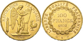 FRANCE, Troisième République (1871-1940), AV 100 francs, 1903 A, Paris. Gad. 1137; Fr. 590. Petits coups.

presque Superbe / about Extremely Fine