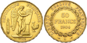 FRANCE, Troisième République (1871-1940), AV 50 francs, 1904 A, Paris. Gad. 1113; Fr. 591. Nettoyé. Petits coups sur la tranche.

Très Beau / Very F...