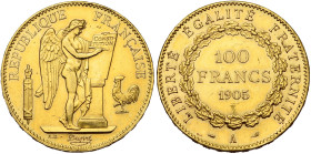FRANCE, Troisième République (1871-1940), AV 100 francs, 1905 A, Paris. Gad. 1137; Fr. 590. Griffes. Nettoyé.

Très Beau à Superbe / Very Fine - Ext...