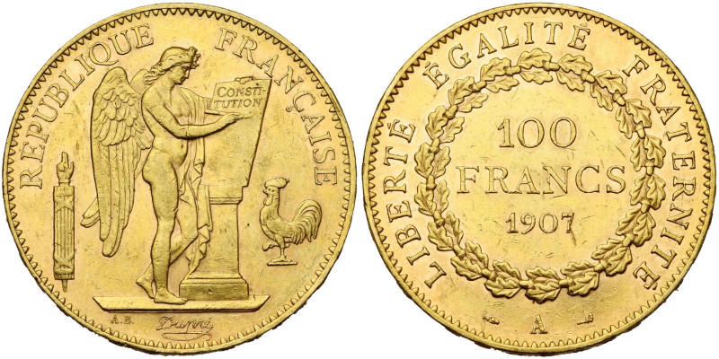 FRANCE, Troisième République (1871-1940), AV 100 francs, 1907 A, Paris. Gad. 113...