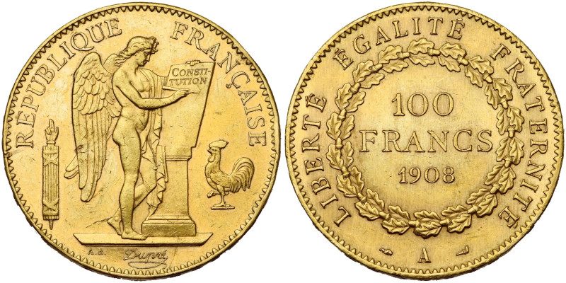 FRANCE, Troisième République (1871-1940), AV 100 francs, 1908 A, Paris. Gad. 113...