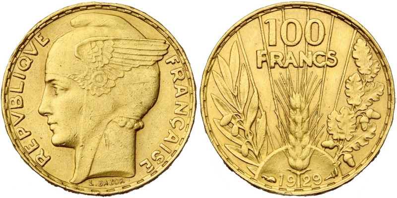 FRANCE, Troisième République (1871-1940), AV 100 francs, 1929. Type Bazor. Tranc...