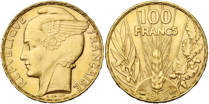 FRANCE, Troisième République (1871-1940), AV 100 francs, 1935, Paris. Type Bazor...
