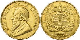 AFRIQUE DU SUD, Zuid Afrikaansche Republiek (1852-1902), AV 1 pond, 1893. Fr. 2. Nettoyé.

presque Très Beau / about Very Fine