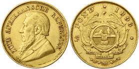 AFRIQUE DU SUD, Zuid Afrikaansche Republiek (1852-1902), AV 1/2 pond, 1896. Fr. 3.

presque Très Beau / about Very Fine