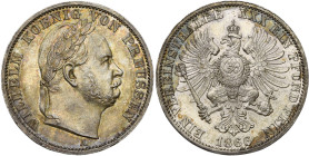 ALLEMAGNE, PRUSSE, Wilhelm Ier (1861-1888), AR Vereinstaler, 1866 A. J. 96; A.K.S. 99; Thun 270; Dav. 782. Patine inégale.

Superbe à Fleur de Coin ...