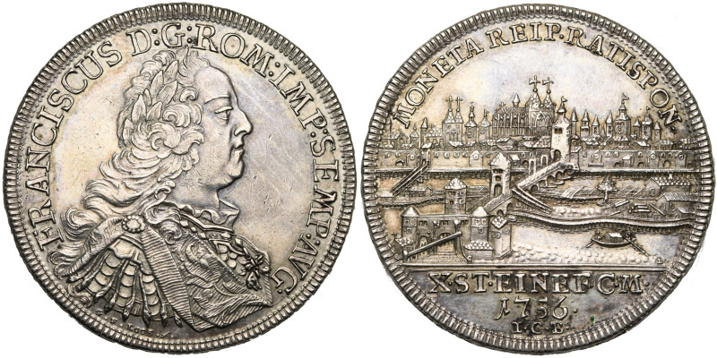 ALLEMAGNE, RATISBONNE (REGENSBURG), Ville impériale, AR Konventionstaler, 1756 I...